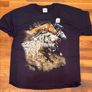 Hanes Black Wild Horse Print T-Shirt